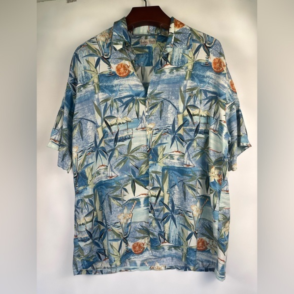 Hollis River Men’s Size XL Hawaiian‎ Cocktail Tropical Button Down